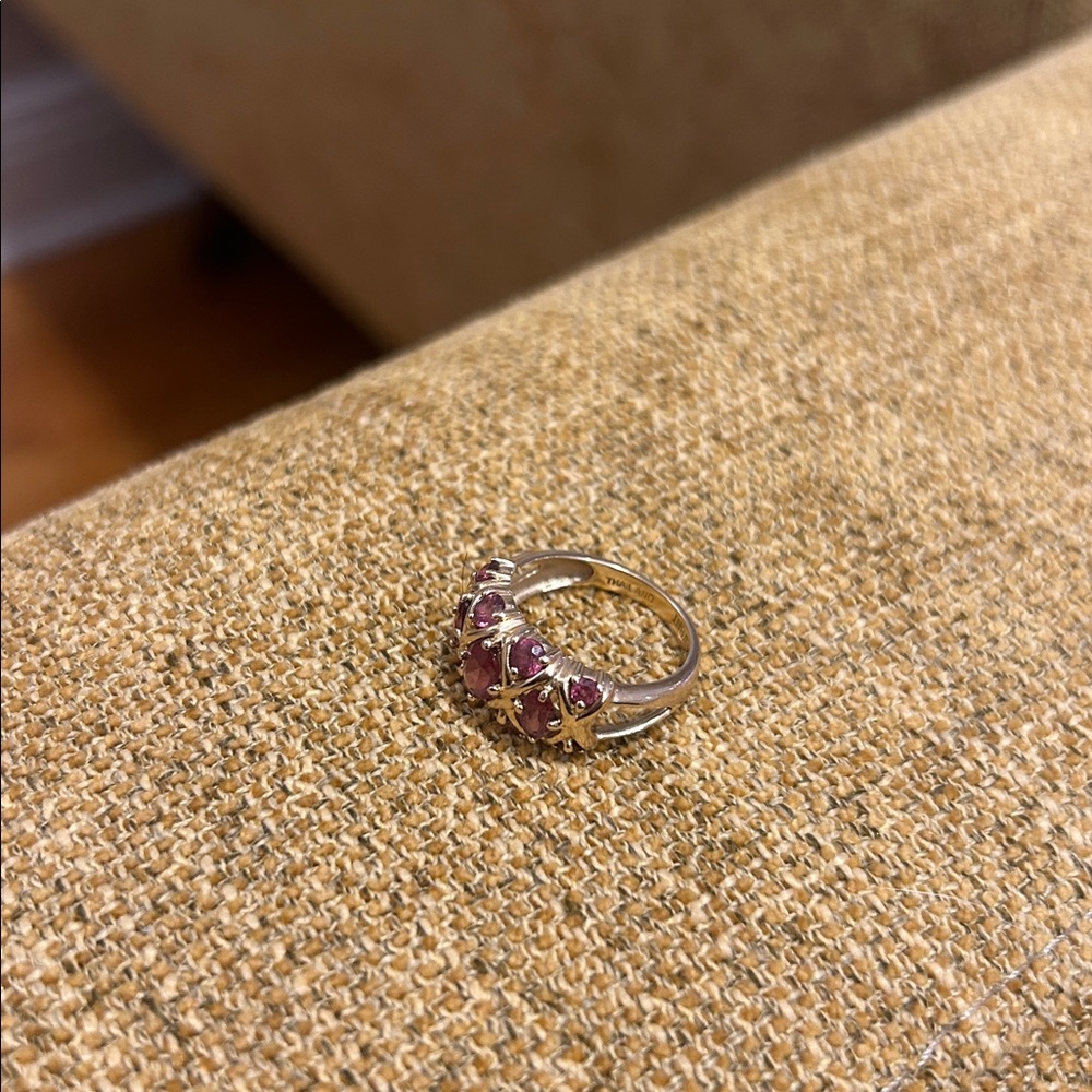 Elegant 14 KT Gold and Pink Gemstone Ring - Picture 2 of 5